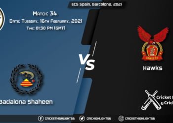 Badalona-Shaheen-vs-Hawks,-Match-34,-February-16,-2021-Live-Cricket-Score,-ECS-Spain,-Barcelona,-2021