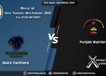 Black-Panthers-vs-Punjab-Warriors,-Match-41,-February-18,-2021-Live-Cricket-Score,-ECS-Spain,-Barcelona,-2021