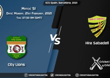 City-Lions-vs-Hira-Sabadell,-Match-51,-February-22,-2021-Live-Cricket-Score,-ECS-Spain,-Barcelona,-2021