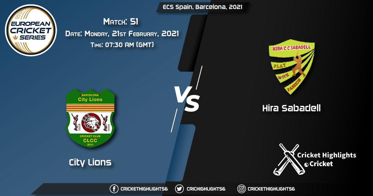 City-Lions-vs-Hira-Sabadell,-Match-51,-February-22,-2021-Live-Cricket-Score,-ECS-Spain,-Barcelona,-2021