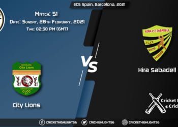 City-Lions-vs-Hira-Sabadell,-Match-51,-February-28,-2021-Live-Cricket-Score,-ECS-Spain,-Barcelona,-2021