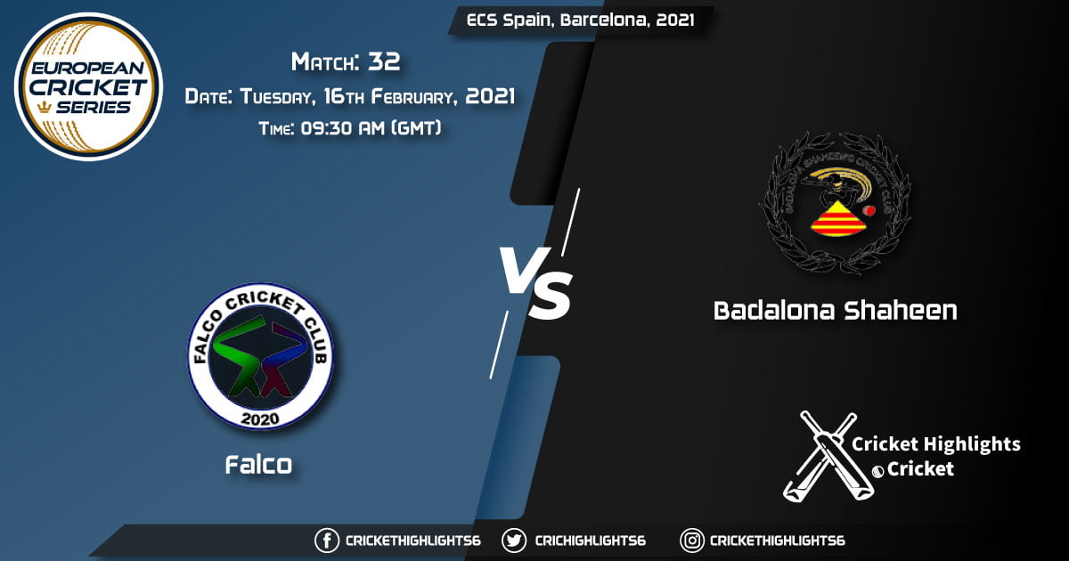 Falco-vs-Badalona-Shaheen,-Match-32,-February-16,-2021-Live-Cricket-Score,-ECS-Spain,-Barcelona,-2021