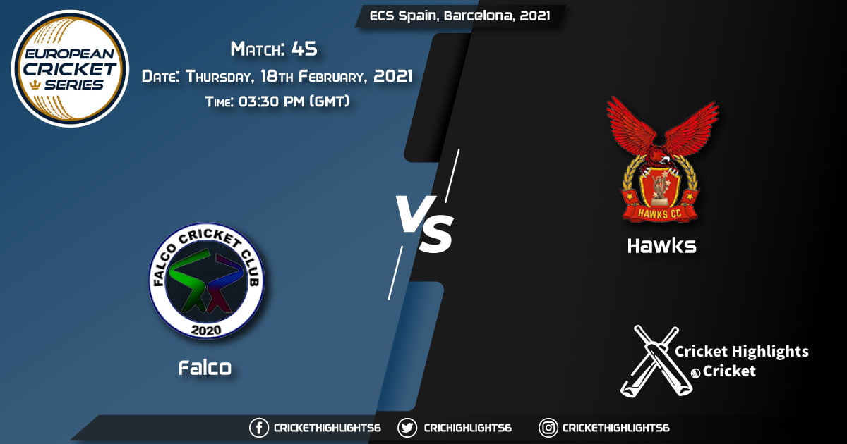Falco-vs-Hawks,-Match-45,-February-18,-2021-Live-Cricket-Score,-ECS-Spain,-Barcelona,-2021
