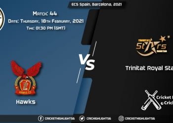 Hawks-vs-Trinitat-Royal-Stars,-Match-44,-February-18,-2021-Live-Cricket-Score,-ECS-Spain,-Barcelona,-2021