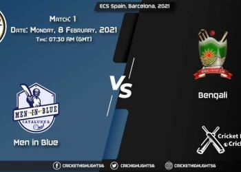 Men-in-Blue-vs-Bengali,-Match-1,-February-8,-2021-Live-Cricket-Score,-ECS-Spain,-Barcelona,-2021