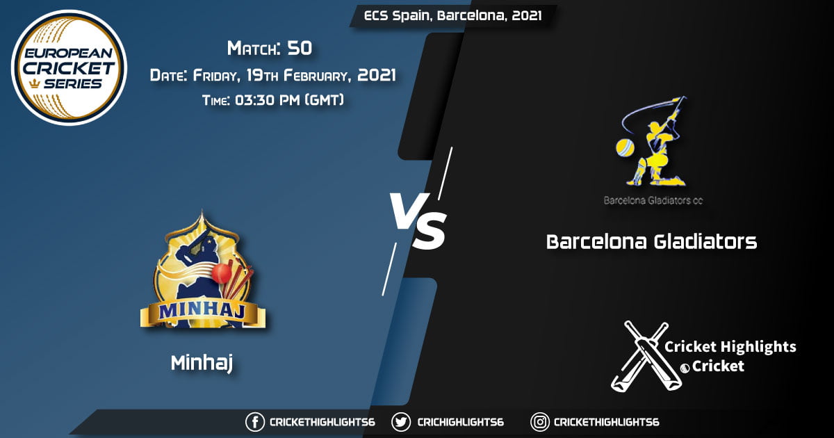 Minhaj-vs-Barcelona-Gladiators,-Match-50,-February-19,-2021-Live-Cricket-Score,-ECS-Spain,-Barcelona,-2021