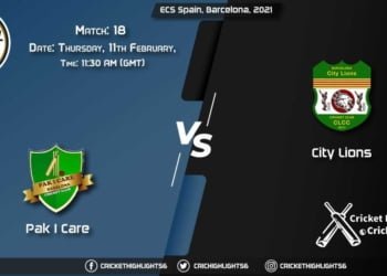 Pak-I-Care-vs-City-Lions,-Match-18,-February-11,-2021-Live-Cricket-Score,-ECS-Spain,-Barcelona,-2021