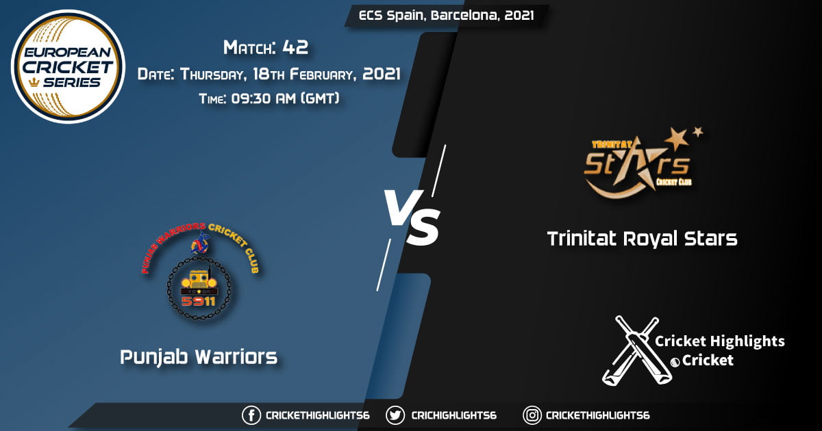 Punjab-Warriors-vs-Trinitat-Royal-Stars,-Match-42,-February-18,-2021-Live-Cricket-Score,-ECS-Spain,-Barcelona,-2021