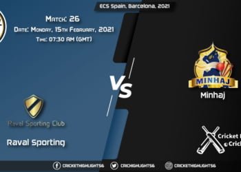 Raval-Sporting-vs-Minhaj,-Match-26,-February-15,-2021-Live-Cricket-Score,-ECS-Spain,-Barcelona,-2021