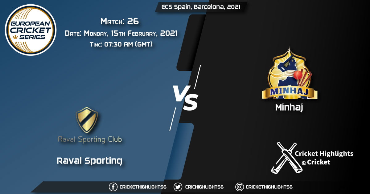 Raval-Sporting-vs-Minhaj,-Match-26,-February-15,-2021-Live-Cricket-Score,-ECS-Spain,-Barcelona,-2021