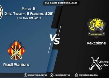 Ripoll-Warriors-vs-Pakcelona,-Match-8,-February-9,-2021-Live-Cricket-Score,-ECS-Spain,-Barcelona,-2021