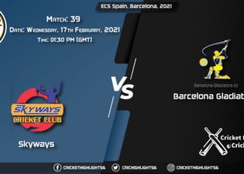 Skyways-vs-Barcelona-Gladiators,-Match-39,-February-17,-2021-Live-Cricket-Score,-ECS-Spain,-Barcelona,-2021