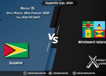 Windward Volcanoes vs Guyana Jaguars, Match 15, February 22, 2021 Live Cricket Score, Super50 Cup, 2021