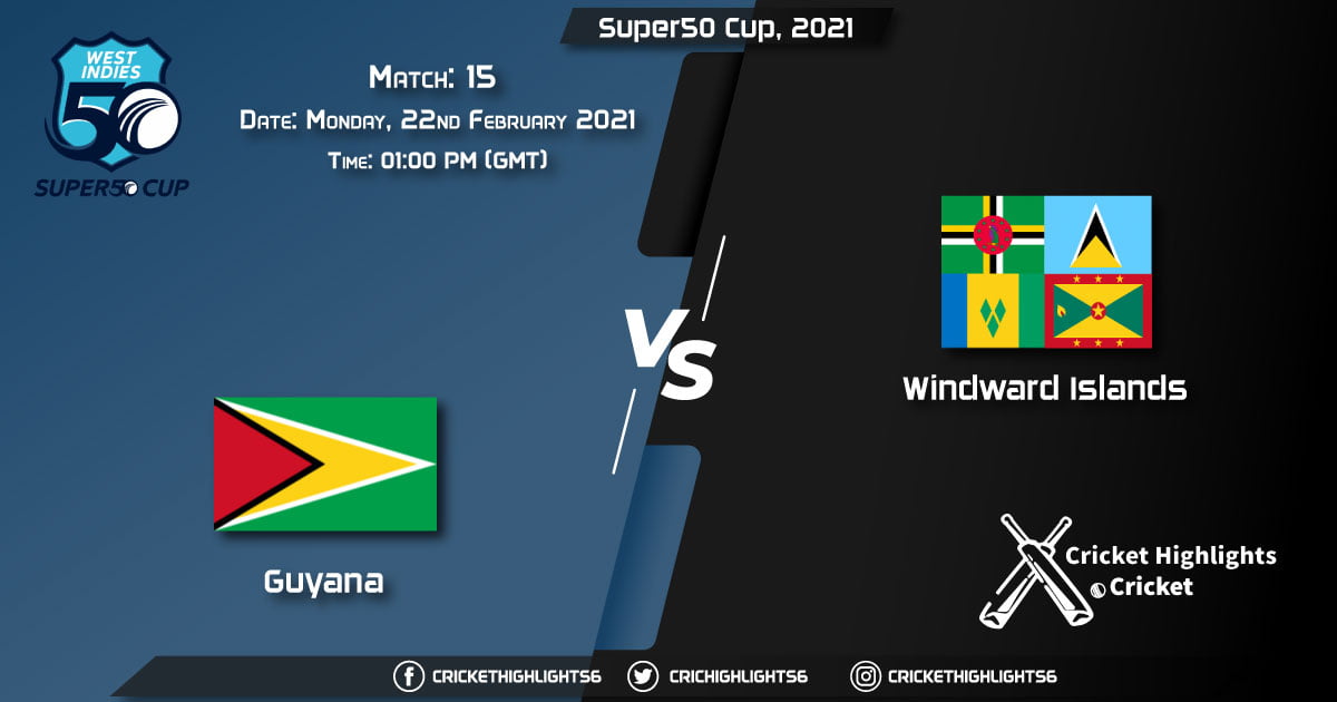 Windward Volcanoes vs Guyana Jaguars, Match 15, February 22, 2021 Live Cricket Score, Super50 Cup, 2021