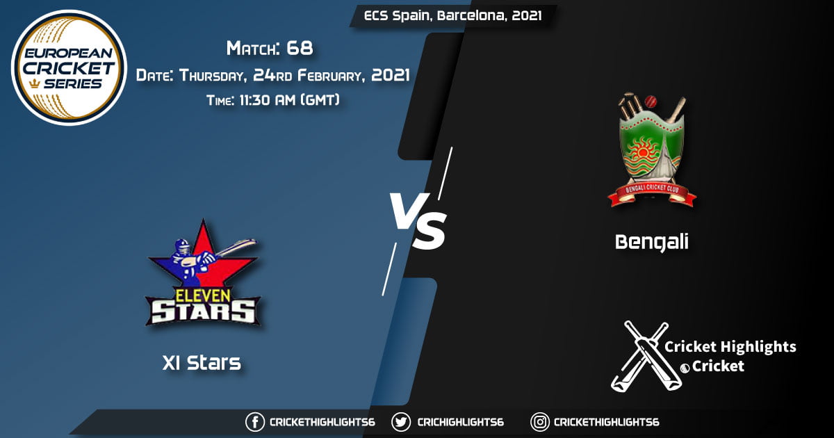 XI-Stars-vs-Bengali,-Match-68,-February-25,-2021-Live-Cricket-Score,-ECS-Spain,-Barcelona,-2021