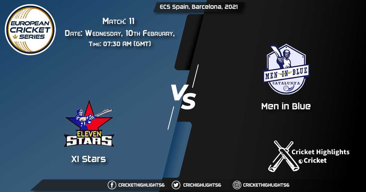 XI-Stars-vs-Men-in-Blue,-Match-11,-February-10,-2021-Live-Cricket-Score,-ECS-Spain,-Barcelona,-2021