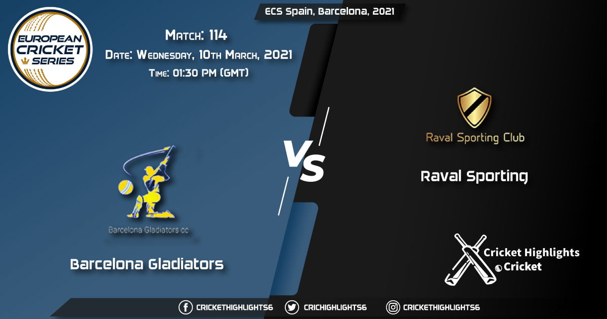 Barcelona-Gladiators-vs-Raval-Sporting,-Match-114,-March-10,-2021-Live-Cricket-Score,-ECS-Spain,-Barcelona,-2021