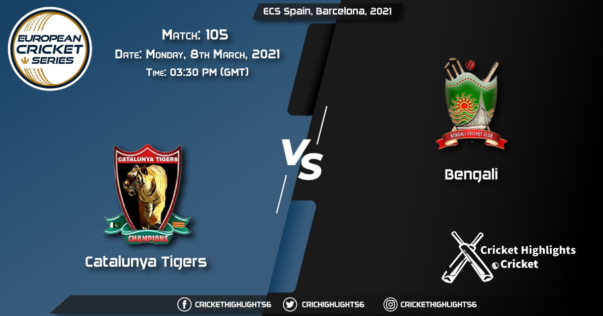 Catalunya-Tigers-vs-Bengali,-Match-105,-March-8,-2021-Live-Cricket-Score,-ECS-Spain,-Barcelona,-2021