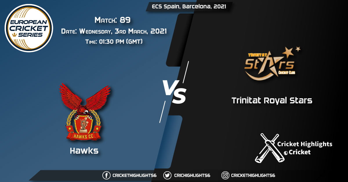 Hawks-vs-Trinitat-Royal-Stars,-Match-89,-March-3,-2021-Live-Cricket-Score,-ECS-Spain,-Barcelona,-2021