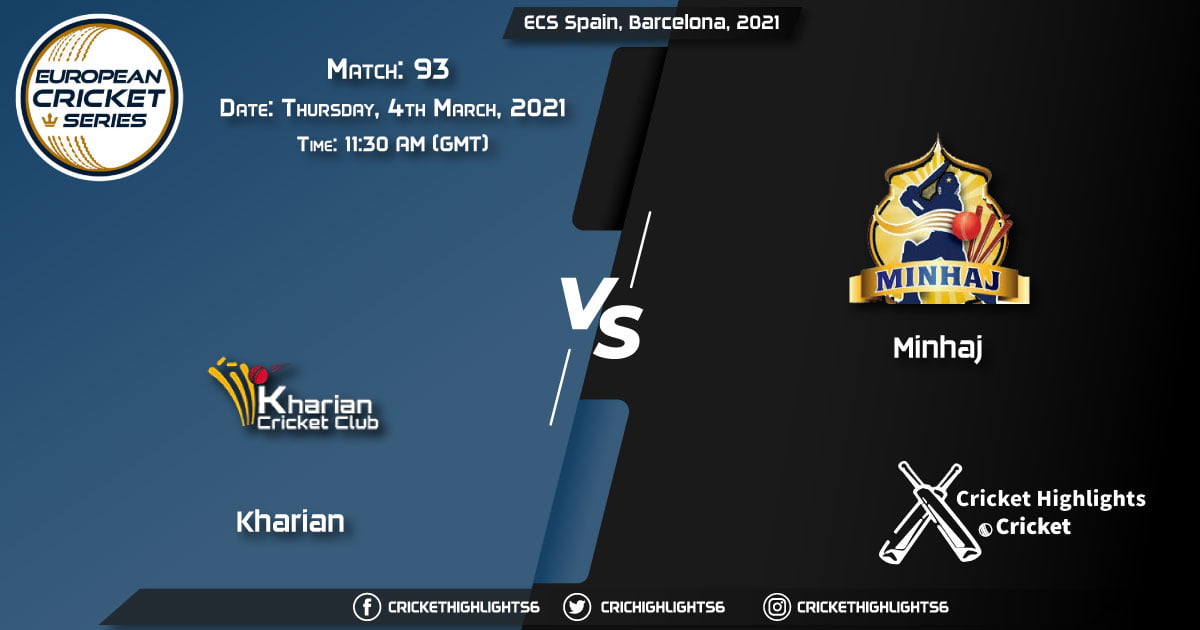 Kharian-vs-Minhaj,-Match-93,-March-4,-2021-Live-Cricket-Score,-ECS-Spain,-Barcelona,-2021