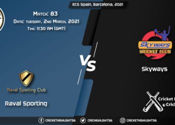 Raval-Sporting-vs-Skyways,-Match-83,-March-2,-2021-Live-Cricket-Score,-ECS-Spain,-Barcelona,-2021