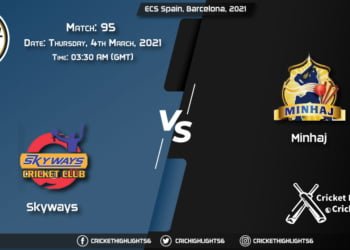 Skyways-vs-Minhaj,-Match-95,-March-4,-2021-Live-Cricket-Score,-ECS-Spain,-Barcelona,-2021