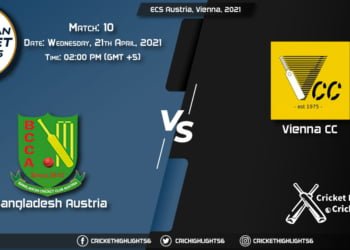BAA vs VCC, Live Scorecard, Match 10, April 21, 2021, Live Cricket Score, ECS Austria, Vienna, 2021