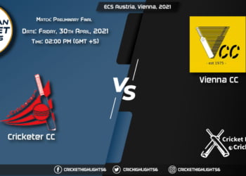 CRC vs VCC, Live Scorecard, Match Preliminary Final, April 30, 2021, Live Cricket Score, ECS Austria, Vienna, 2021