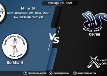 GOR vs OEI, Live Scorecard, Match 31, April 21, 2021, Live Cricket Score, Portugal T10, 2021