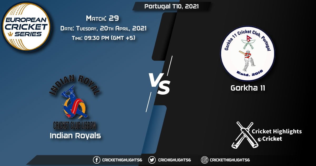 IR vs GOR, Live Scorecard, Match 29, April 20, 2021, Live Cricket Score, Portugal T10, 2021