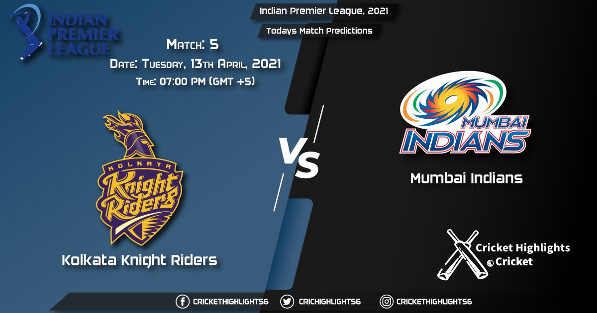 Indian T20 League, 2021, Match 5: KKR vs MI, Playing 11 & Today's Match Predictions