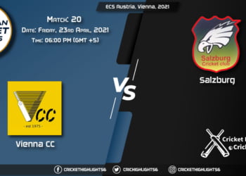 VCC vs SAL, Live Scorecard, Match 20, April 23, 2021, Live Cricket Score, ECS Austria, Vienna, 2021