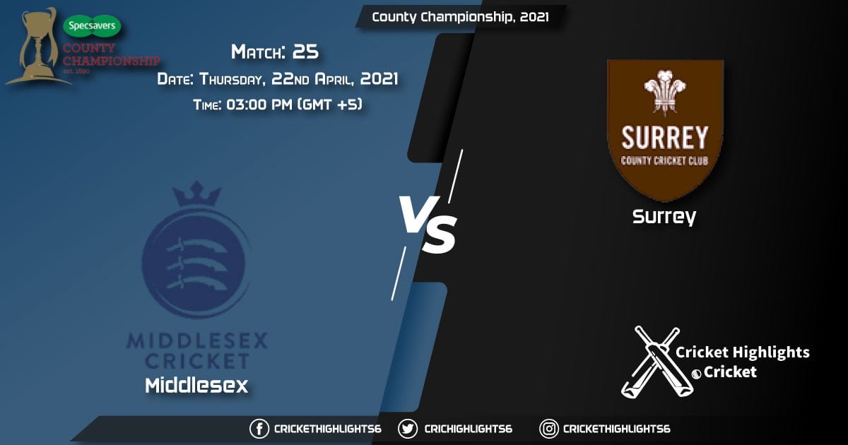 MID vs SUR, Live Scorecard, Match 25, April 22, 2021, Live Cricket Score, County Championship, 2021