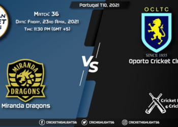 MD vs OCC, Live Scorecard, Match 36, April 23, 2021, Live Cricket Score, Portugal T10, 2021