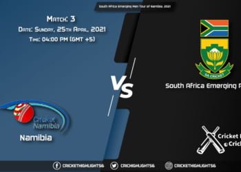 NAM vs SA-E, Live Scorecard, Match 3rd, April 25, 2021, Live Cricket Score, South Africa Emerging Men Tour of Namibia, 2021