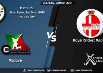PAD vs RCP Live Scorecard, Match 19, April 02, 2021 Live Cricket Score, ECS Italy, Venice, 2021
