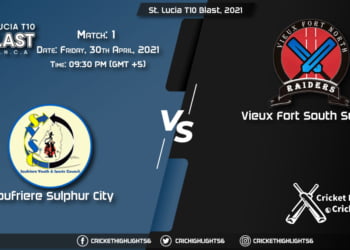SSCS vs VFSS, Live Scorecard, Match 1, April 30, 2021, Live Cricket Score, Dream11 St. Lucia T10 Blast, 2021