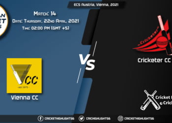 VCC vs CRC, Live Scorecard, Match 14, April 22, 2021, Live Cricket Score, ECS Austria, Vienna, 2021