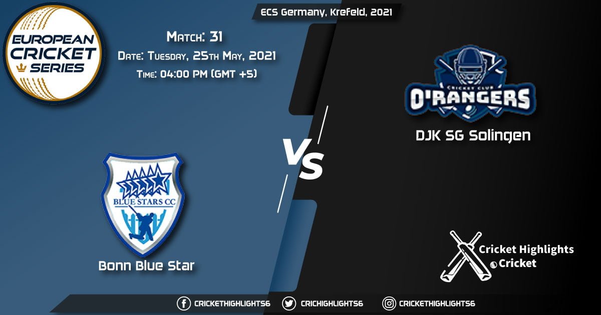 BBS vs DSS, Live Scorecard, Match 31, May 25, 2021, Live Cricket Score, ECS Germany, Krefeld, 2021