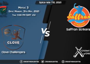 CC vs SS, Live Scorecard, Match 3, May 31, 2021, Spice Isle T10, 2021