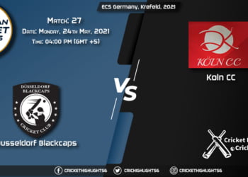 DB vs KCC, Live Scorecard, Match 27, May 24, 2021, Live Cricket Score, ECS Germany, Krefeld, 2021
