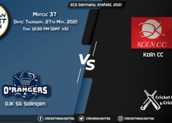 DSS vs KCC, Live Scorecard, Match 37, May 27, 2021, Live Cricket Score, ECS Germany, Krefeld, 2021