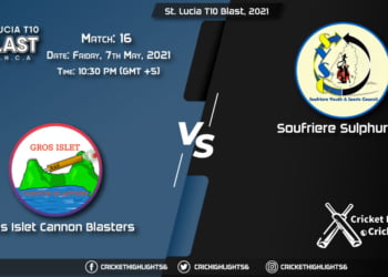 GICB vs SSCS, Live Scorecard, Match 16, May 7, 2021, Live Cricket Score, St. Lucia T10 Blast, 2021