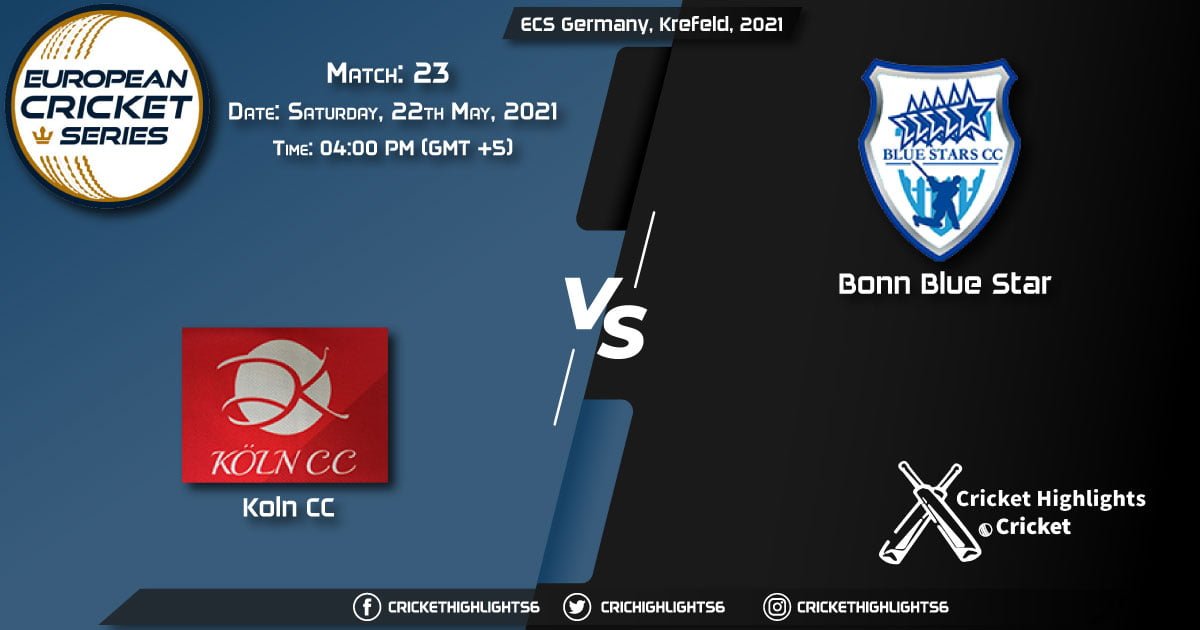 KCC vs BBS, Live Scorecard, Match 23, May 22, 2021, Live Cricket Score, ECS Germany, Krefeld, 2021