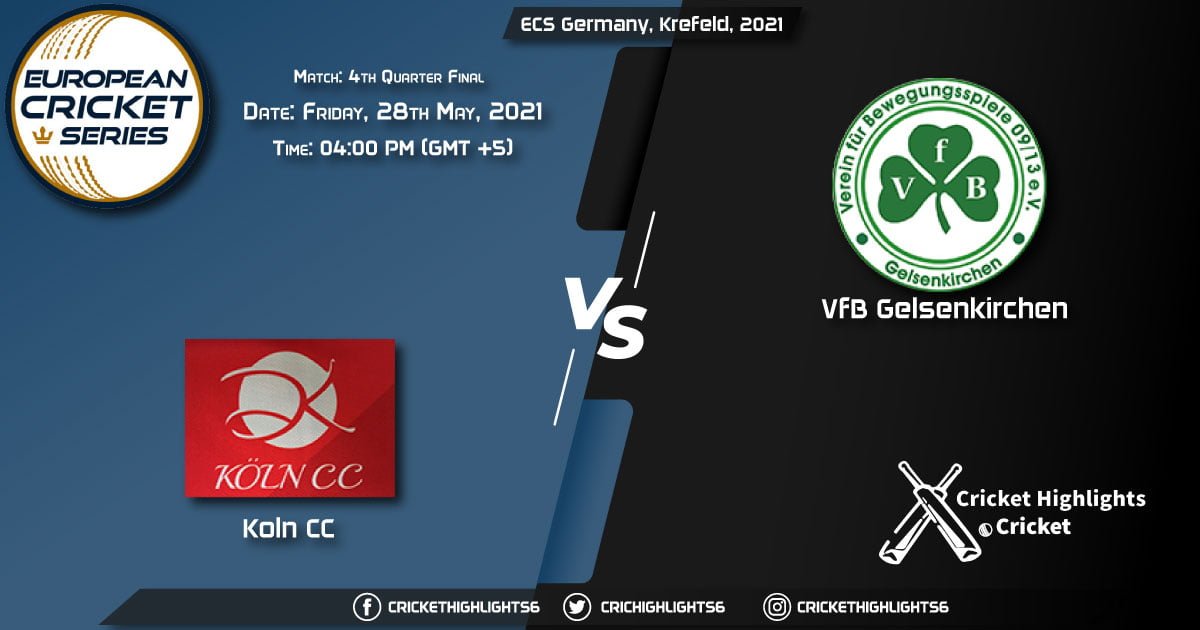 KCC vs VG, Live Scorecard, Match 4th Quarter Final, May 28, 2021, Live Cricket Score, ECS Germany, Krefeld, 2021