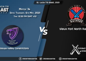 MAC vs VFNR, Live Scorecard, Match 14, May 6, 2021, Live Cricket Score, St. Lucia T10 Blast, 2021