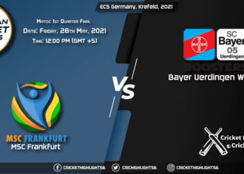 MSF vs BUW, Live Scorecard, Match 1st Quarter, May 28, 2021, Live Cricket Score, ECS Germany, Krefeld, 2021