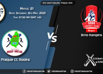 PCR vs BRG, Live Scorecard, Match 21, May 8, 2021, Live Cricket Score, ECS Czech Republic, Prague, 2021