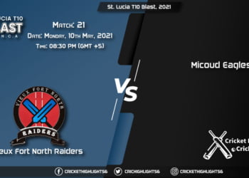 VFNR vs ME, Live Scorecard, Match 21, May 10, 2021, Live Cricket Score, St. Lucia T10 Blast, 2021
