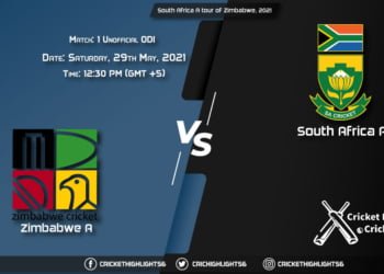 ZIM-A vs SA-A, Live Scorecard, Match 1 Unofficial ODI, May 29, 2021, South Africa A tour of Zimbabwe, 2021